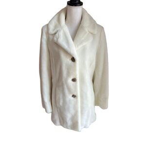 Dennis Basso white faux fur coat size M